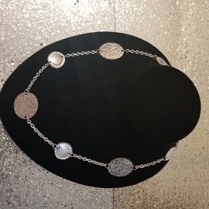 Silver Tone Hammered Circle Necklace